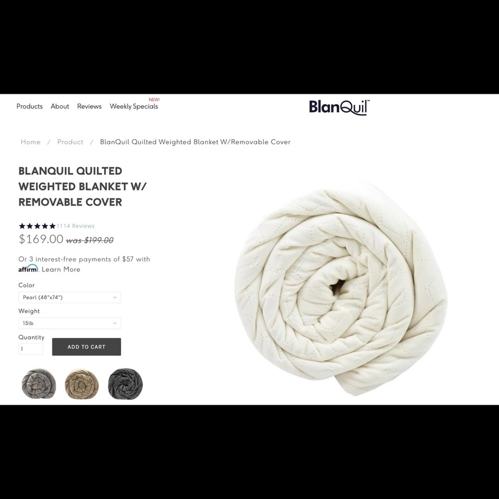 15 lb BlanQuil weighted blanket in ivory